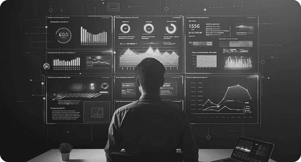 person looking at stats